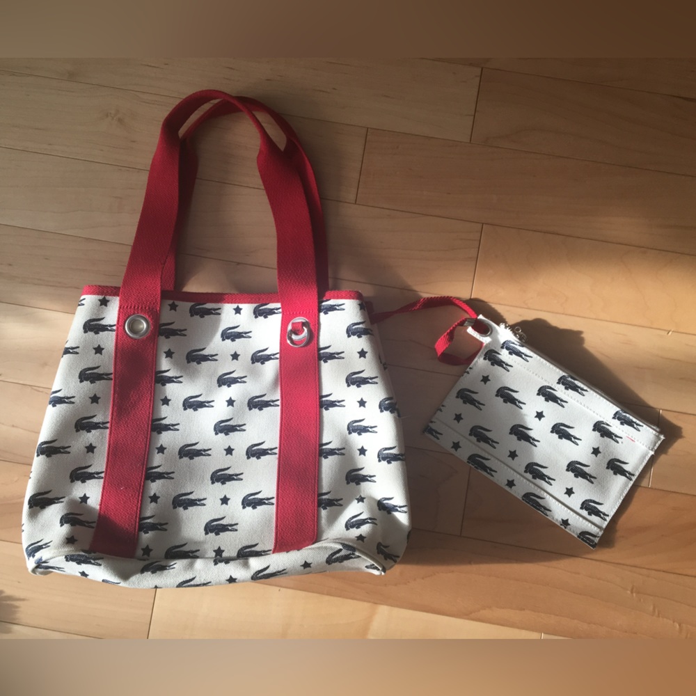LACOSTE Vintage summer bag tote plus matching wallet
